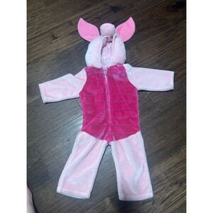 Vintage Disney Winnie the Pooh Piglet Costume Jumpsuit Hooded 3-12m todder
